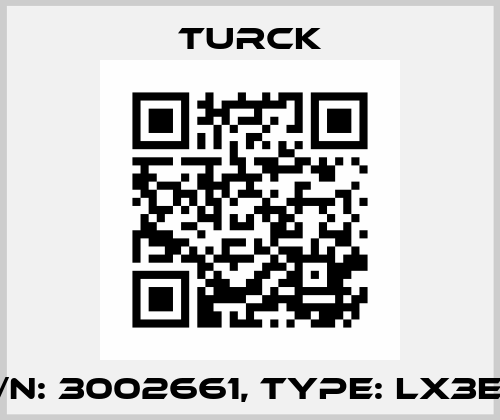 p/n: 3002661, Type: LX3EQ Turck